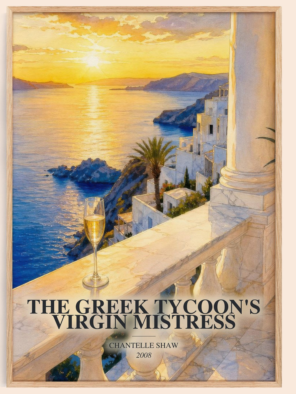 The Greek Tycoon's Virgin Mistress watercolour book poster by Chantelle Shaw – framed literary art print