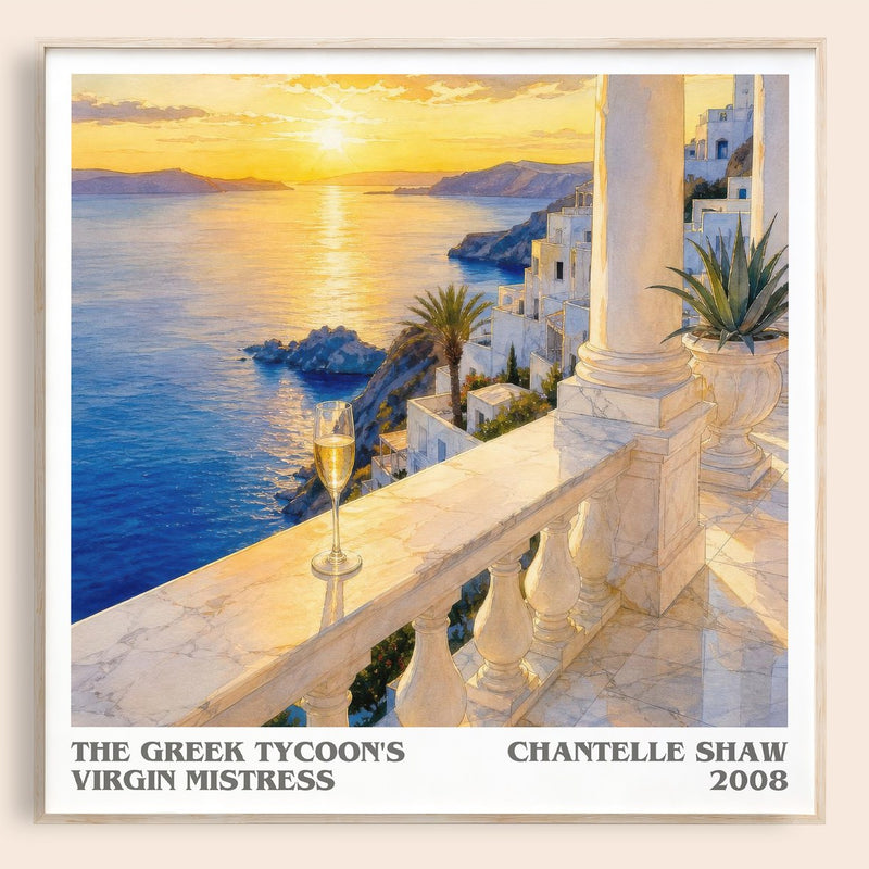 The Greek Tycoon's Virgin Mistress literary book poster by Chantelle Shaw – framed literary art print