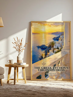 The Greek Tycoon's Virgin Mistress watercolour print in frame leaning in hallway – romance wall art