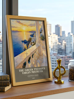 The Greek Tycoon's Virgin Mistress book cover print framed by window – literary home decor
