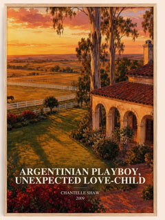 Argentinian Playboy, Unexpected Love-Child watercolour book poster by Chantelle Shaw – framed literary art print