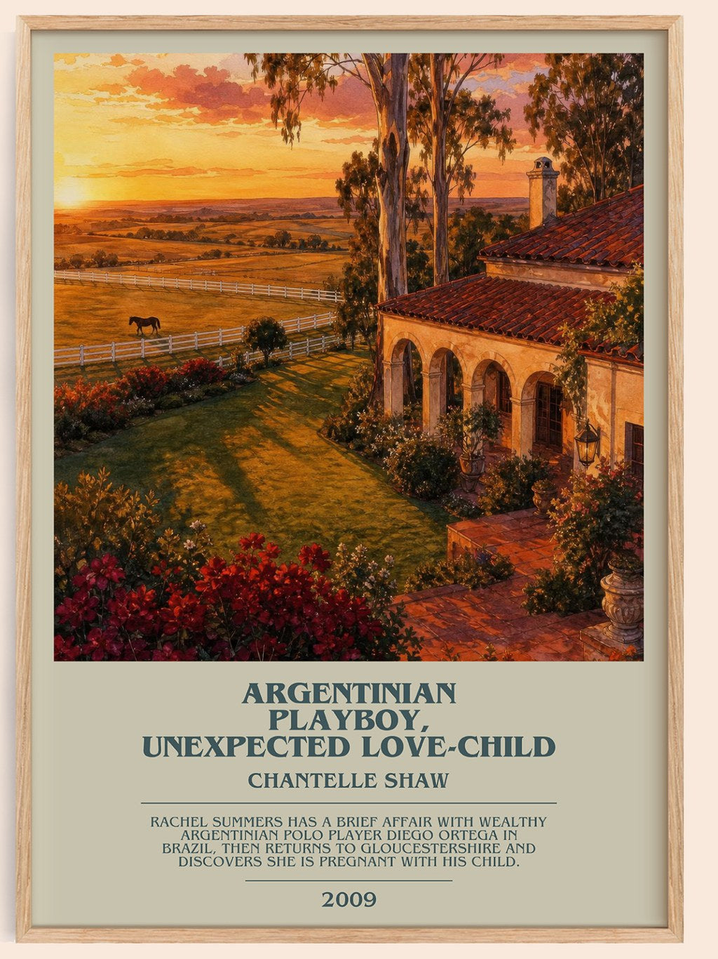 Argentinian Playboy, Unexpected Love-Child bookish book poster by Chantelle Shaw – framed literary art print