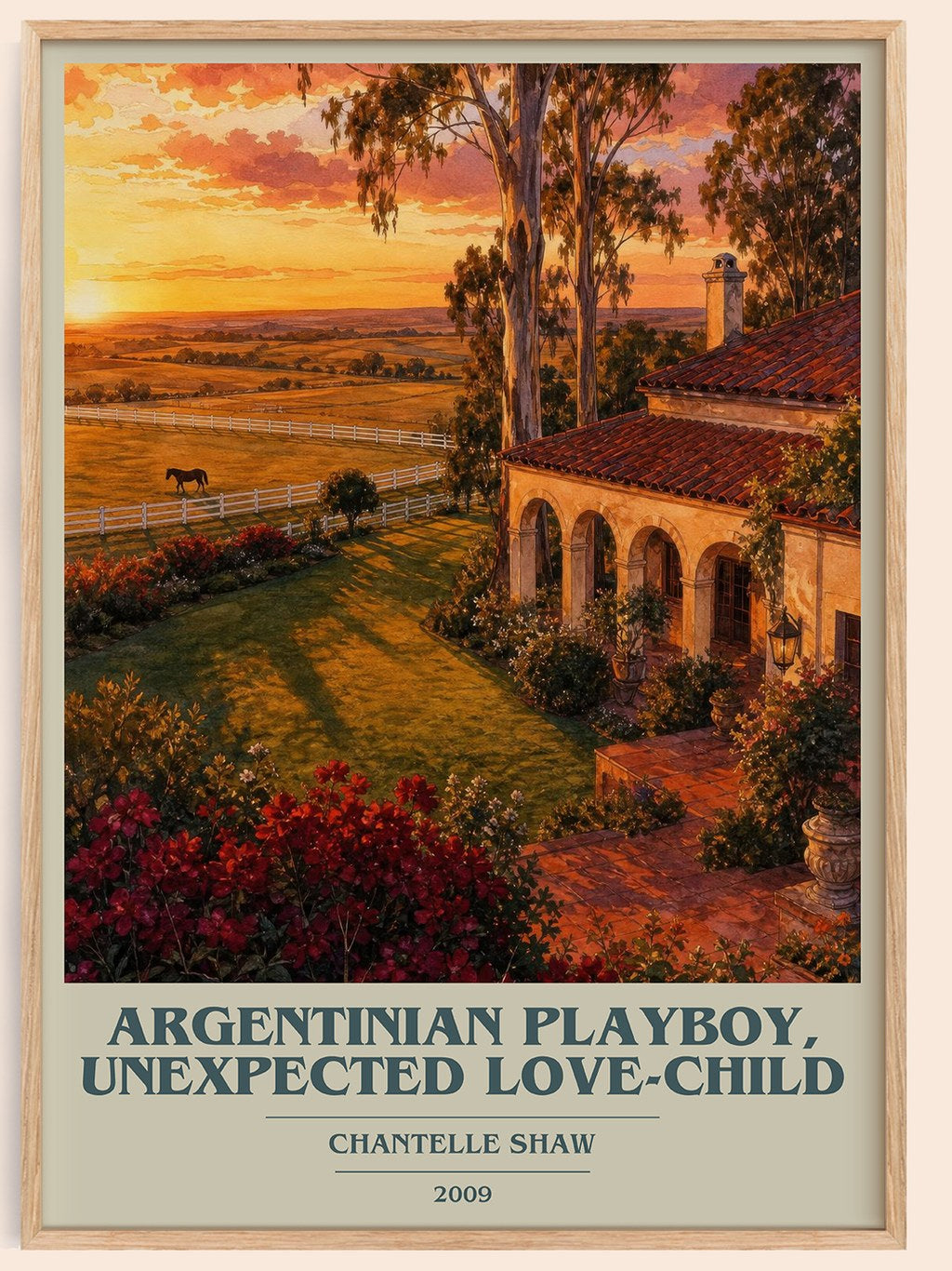 Argentinian Playboy, Unexpected Love-Child book cover book poster by Chantelle Shaw – framed literary art print