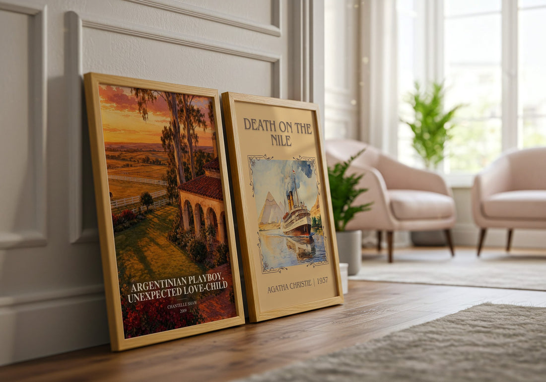 Argentinian Playboy, Unexpected Love-Child watercolour print framed by window – literary home decor