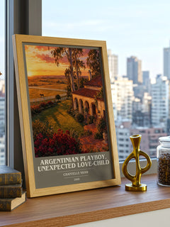 Argentinian Playboy, Unexpected Love-Child book cover print framed by window – literary home decor