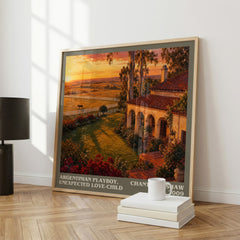 Argentinian Playboy, Unexpected Love-Child literary print framed by window – literary home decor