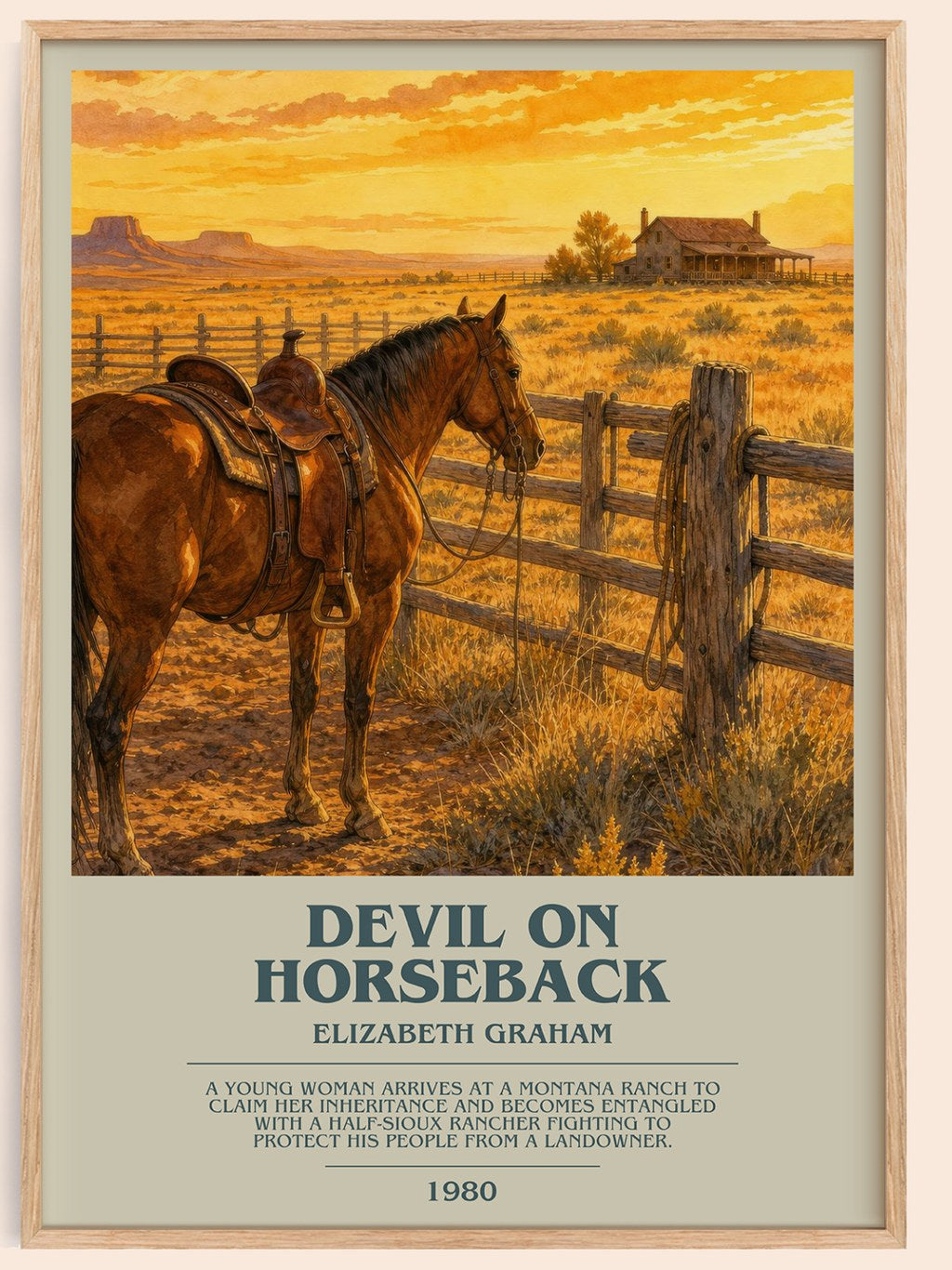 Devil on horseback bookish book poster by Elizabeth Graham – framed literary art print