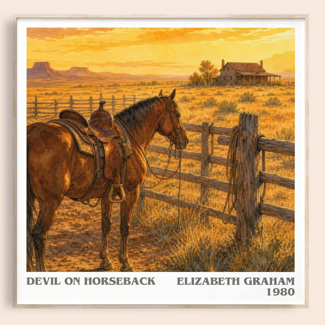 Devil on horseback literary book poster by Elizabeth Graham – framed literary art print