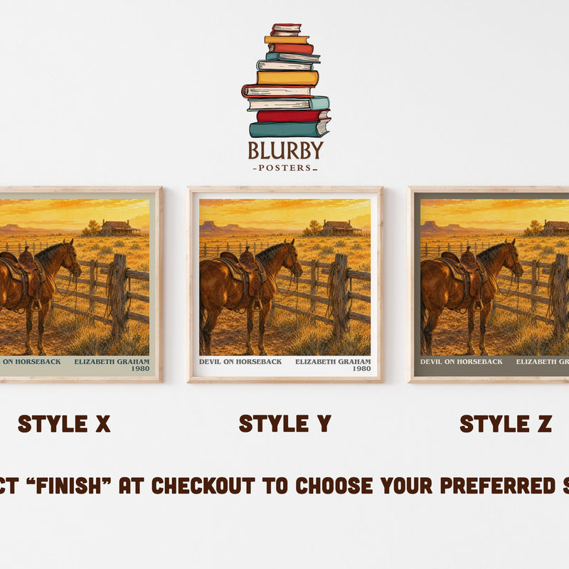 Devil on horseback literary print in frame leaning in hallway – romance wall art