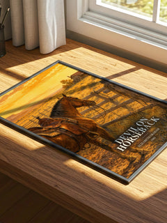 Devil on horseback watercolour book poster framed on wall – romance wall art