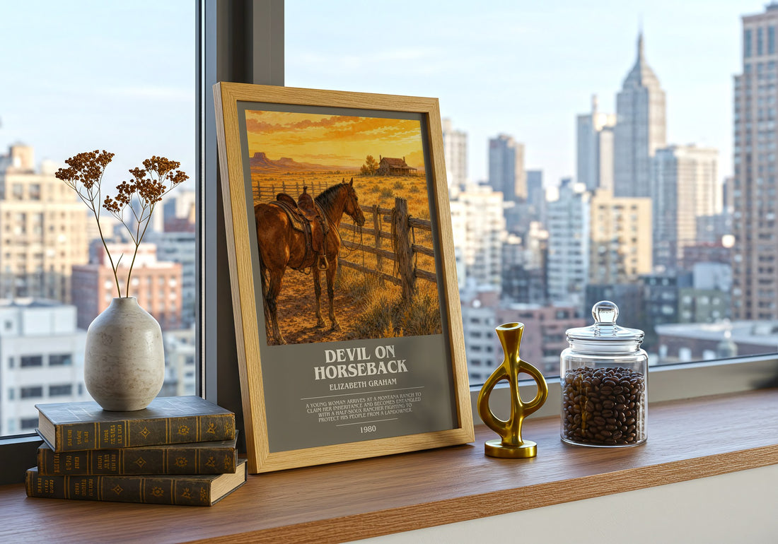 Devil on horseback bookish print framed by window – literary home decor