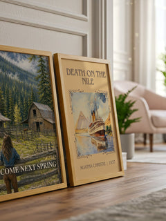 Come Next Spring watercolour print framed by window – literary home decor