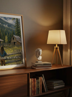 Come Next Spring watercolour print on bookshelf – Elizabeth Graham fan gift