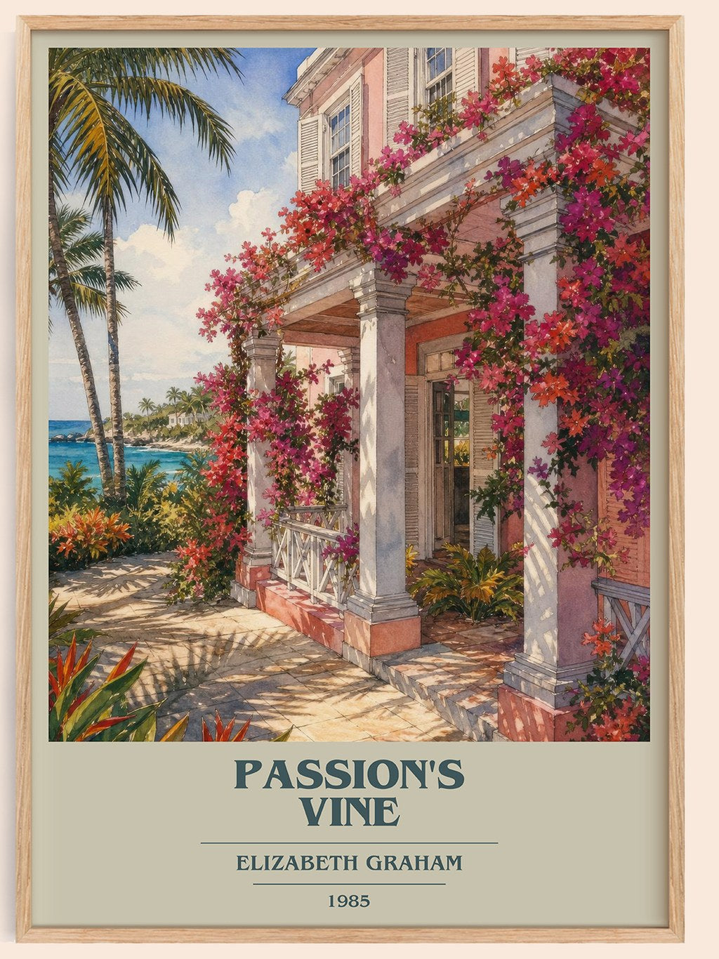 Passion's Vine book cover book poster by Elizabeth Graham – framed literary art print