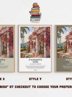 Passion's Vine bookish print in frame leaning in hallway – romance wall art