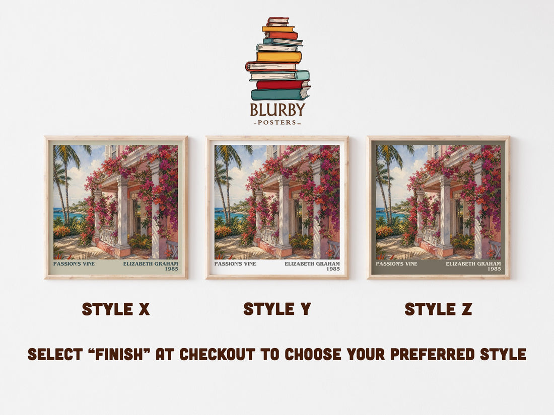Passion's Vine literary print in frame leaning in hallway – romance wall art (mockup)