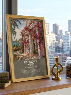 Passion's Vine bookish print framed by window – literary home decor