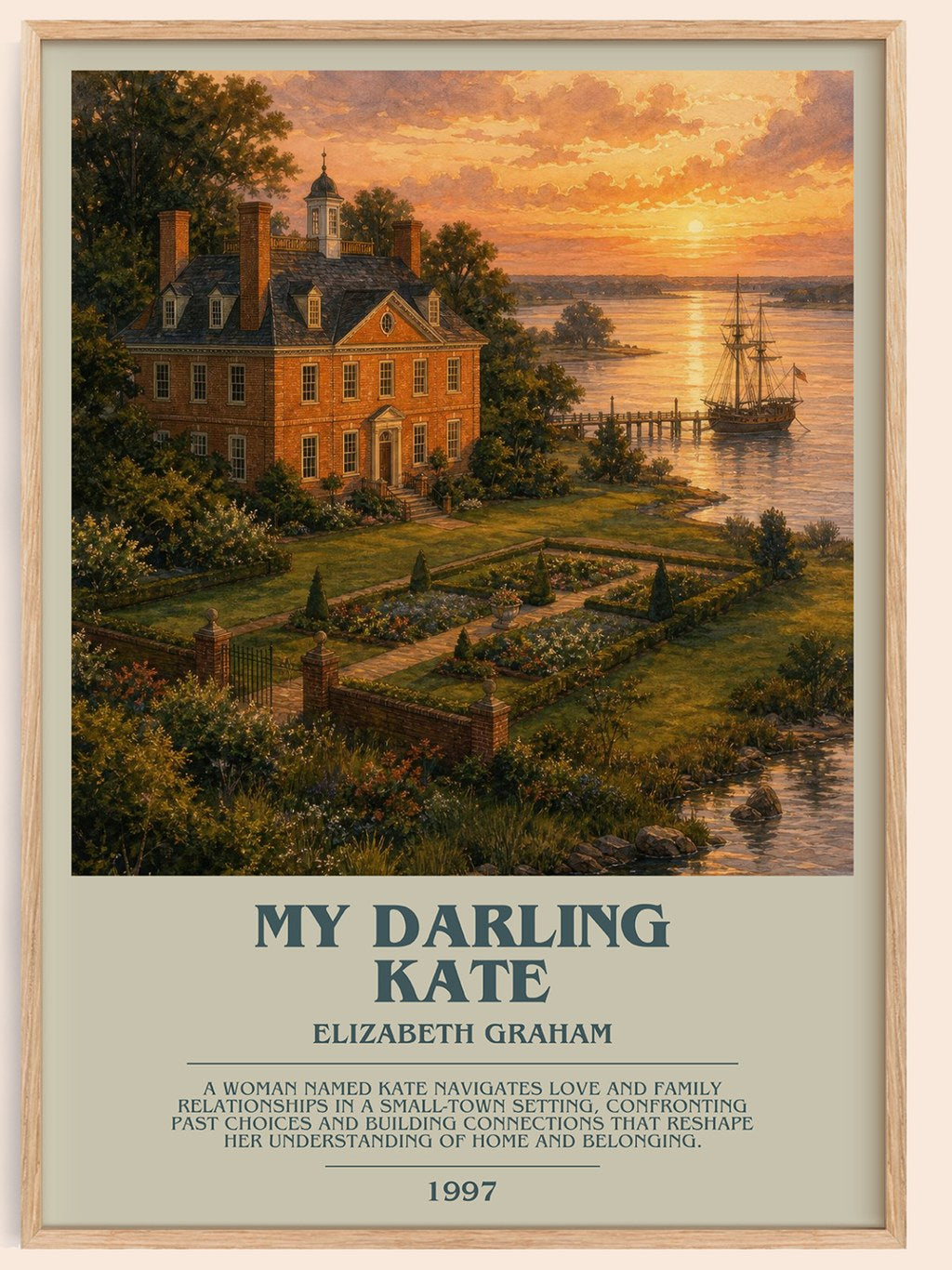 My darling Kate bookish book poster by Elizabeth Graham – framed literary art print