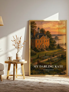 My darling Kate watercolour print in frame leaning in hallway – historical fiction wall art