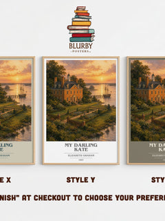 My darling Kate book cover print in frame leaning in hallway – historical fiction wall art