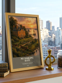 My darling Kate book cover print framed by window – literary home decor