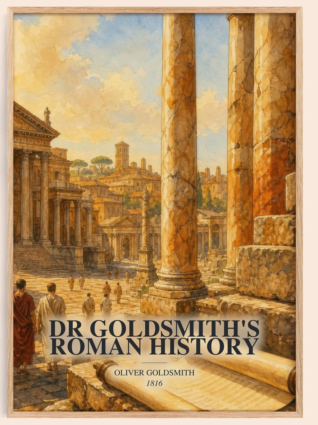 Dr Goldsmith's Roman history watercolour book poster by Oliver Goldsmith – framed literary art print
