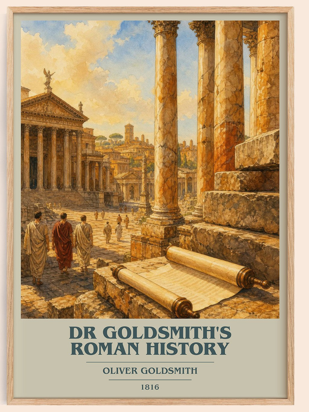 Dr Goldsmith's Roman history book cover book poster by Oliver Goldsmith – framed literary art print