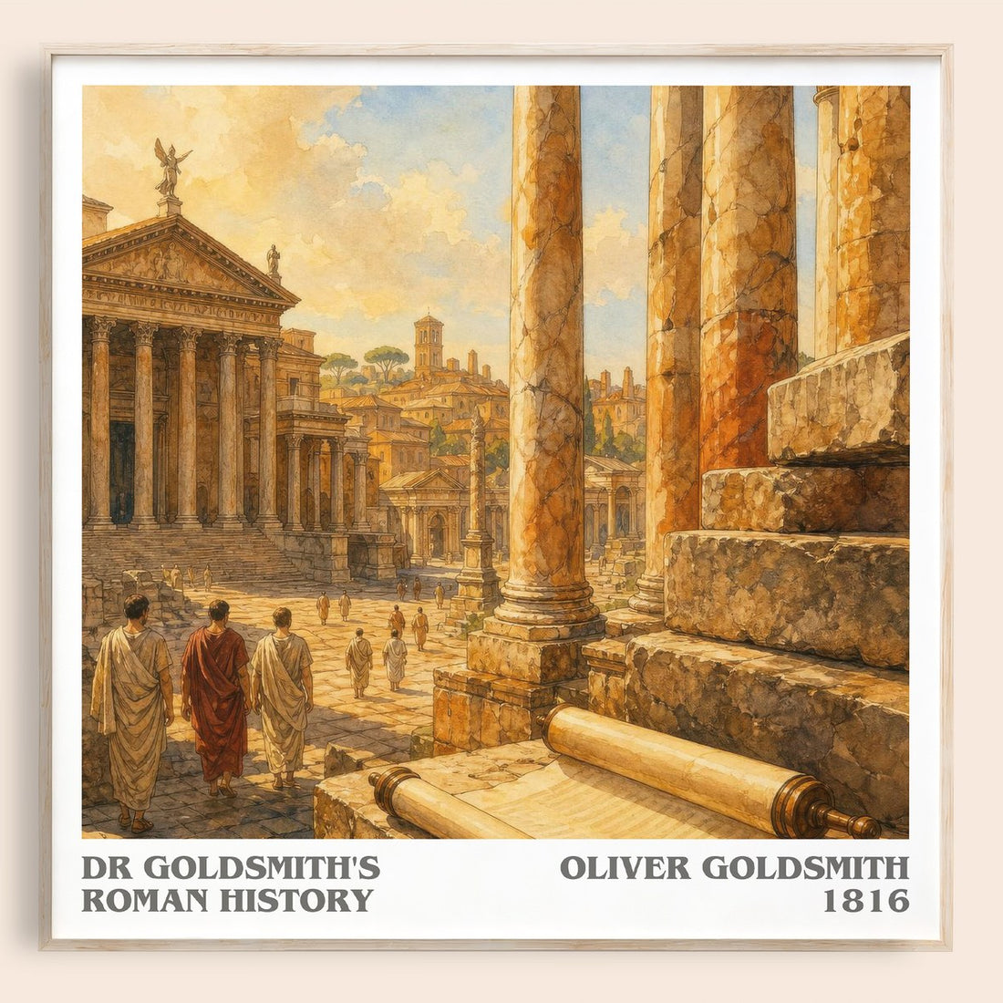 Dr Goldsmith's Roman history literary book poster by Oliver Goldsmith – framed literary art print