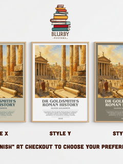 Dr Goldsmith's Roman history bookish print in frame leaning in hallway – non fiction wall art