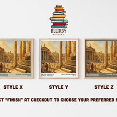 Dr Goldsmith's Roman history literary print in frame leaning in hallway – non fiction wall art
