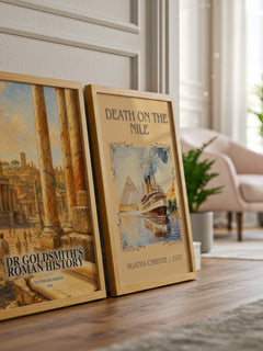 Dr Goldsmith's Roman history watercolour print framed by window – literary home decor