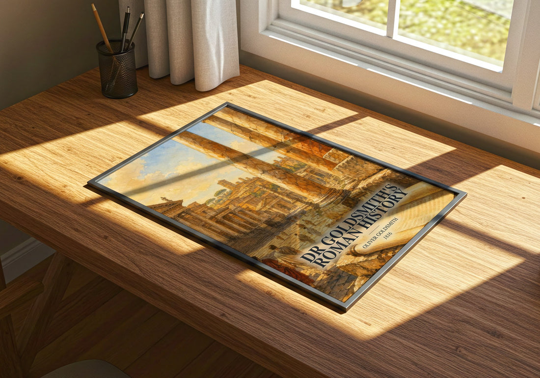 Dr Goldsmith's Roman history watercolour book poster framed on wall – non fiction wall art