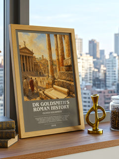 Dr Goldsmith's Roman history bookish print framed by window – literary home decor