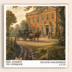 She Stoops To Conquer literary book poster by Oliver Goldsmith – framed literary art print