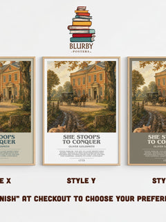 She Stoops To Conquer bookish print in frame leaning in hallway – classic literature wall art