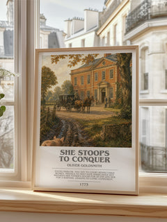 She Stoops To Conquer bookish poster colour and style options – Oliver Goldsmith book art