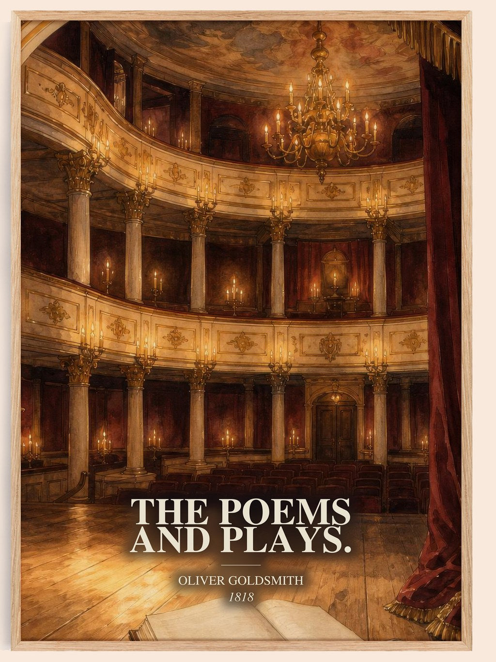The poems and plays. watercolour book poster by Oliver Goldsmith – framed literary art print