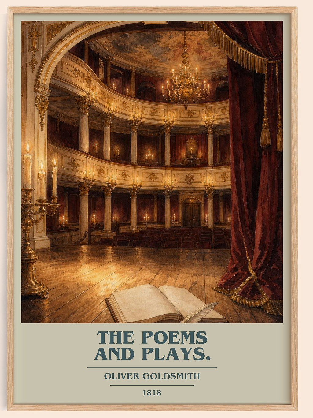 The poems and plays. book cover book poster by Oliver Goldsmith – framed literary art print