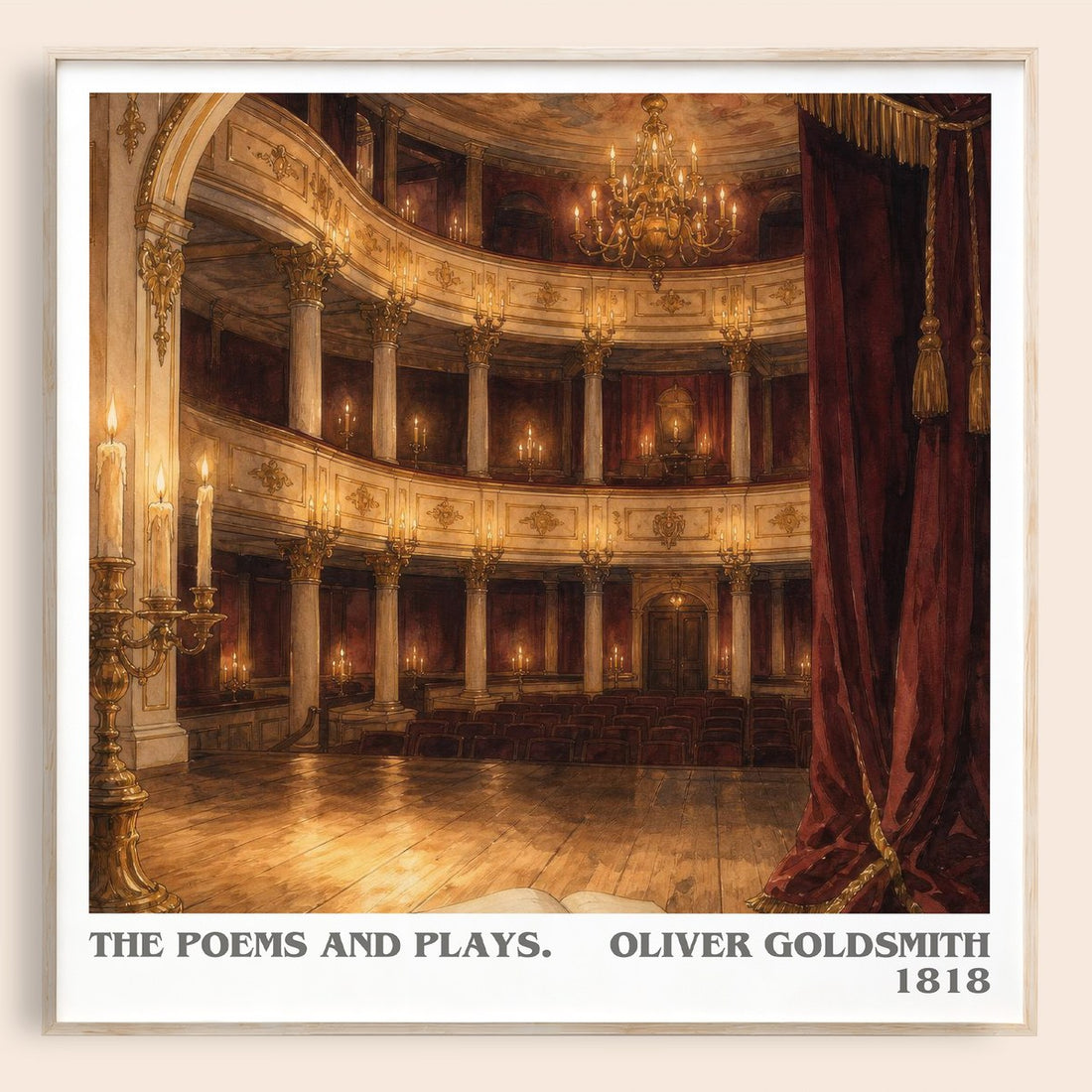 The poems and plays. literary book poster by Oliver Goldsmith – framed literary art print