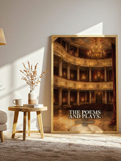 The poems and plays. watercolour print in frame leaning in hallway – poetry wall art