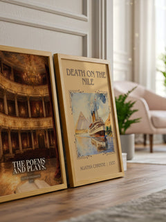 The poems and plays. watercolour print framed by window – literary home decor
