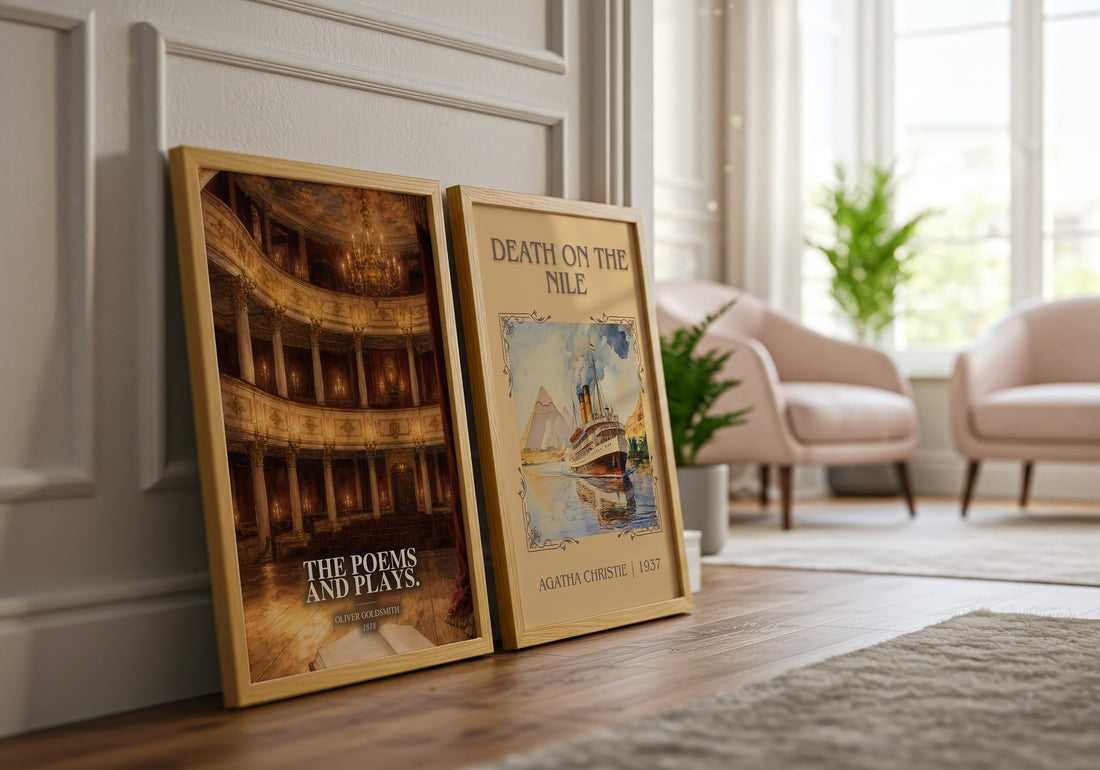 The poems and plays. watercolour print framed by window – literary home decor