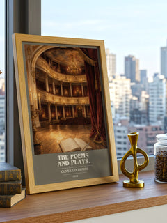 The poems and plays. book cover print framed by window – literary home decor