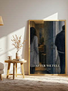 After We Fell watercolour print in frame leaning in hallway – romance wall art