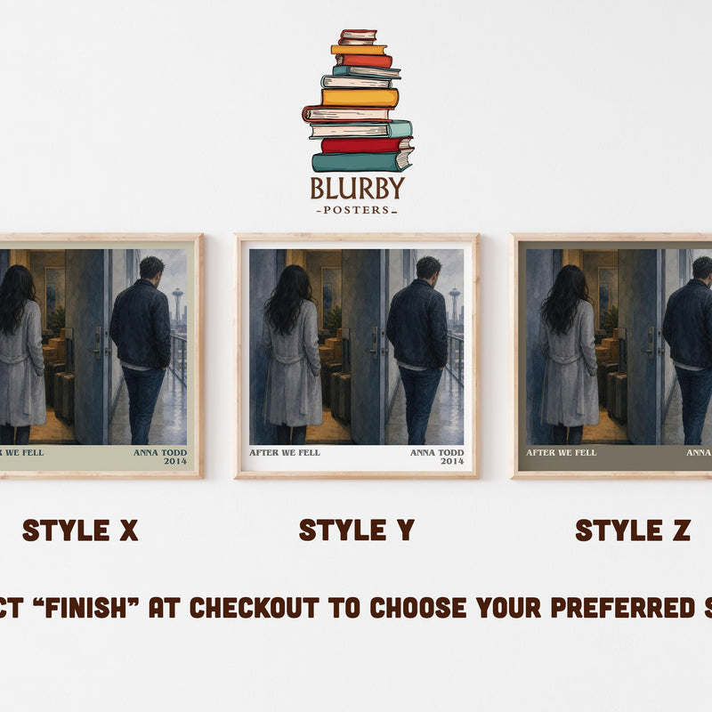 After We Fell literary print in frame leaning in hallway – romance wall art
