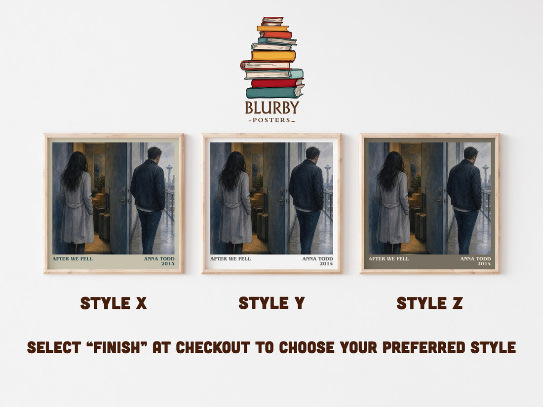 After We Fell literary print in frame leaning in hallway – romance wall art (mockup)