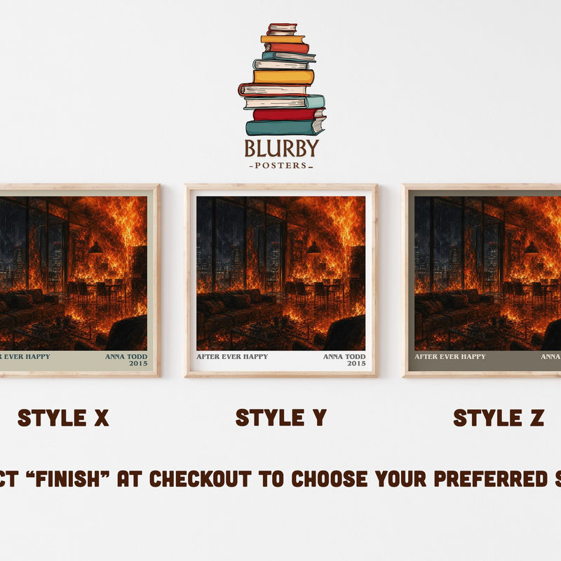 After Ever Happy literary print in frame leaning in hallway – contemporary fiction wall art