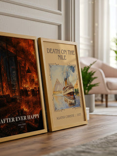 After Ever Happy watercolour print framed by window – literary home decor
