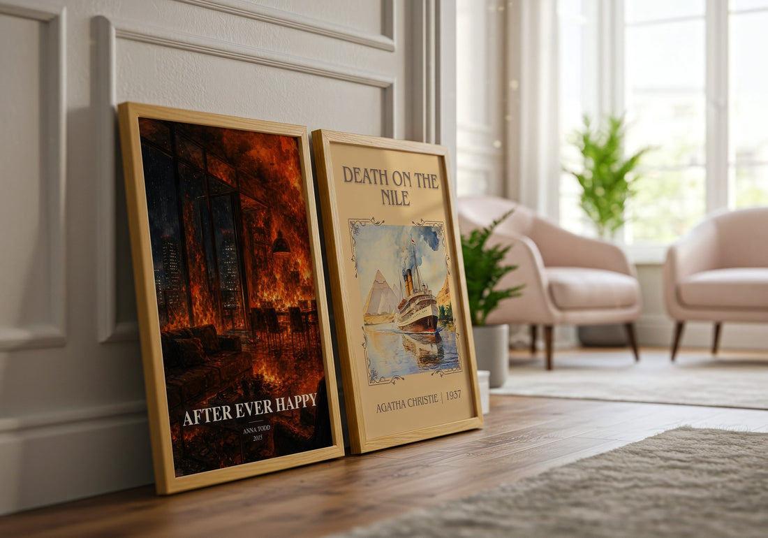 After Ever Happy watercolour print framed by window – literary home decor
