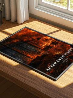 After Ever Happy watercolour book poster framed on wall – contemporary fiction wall art